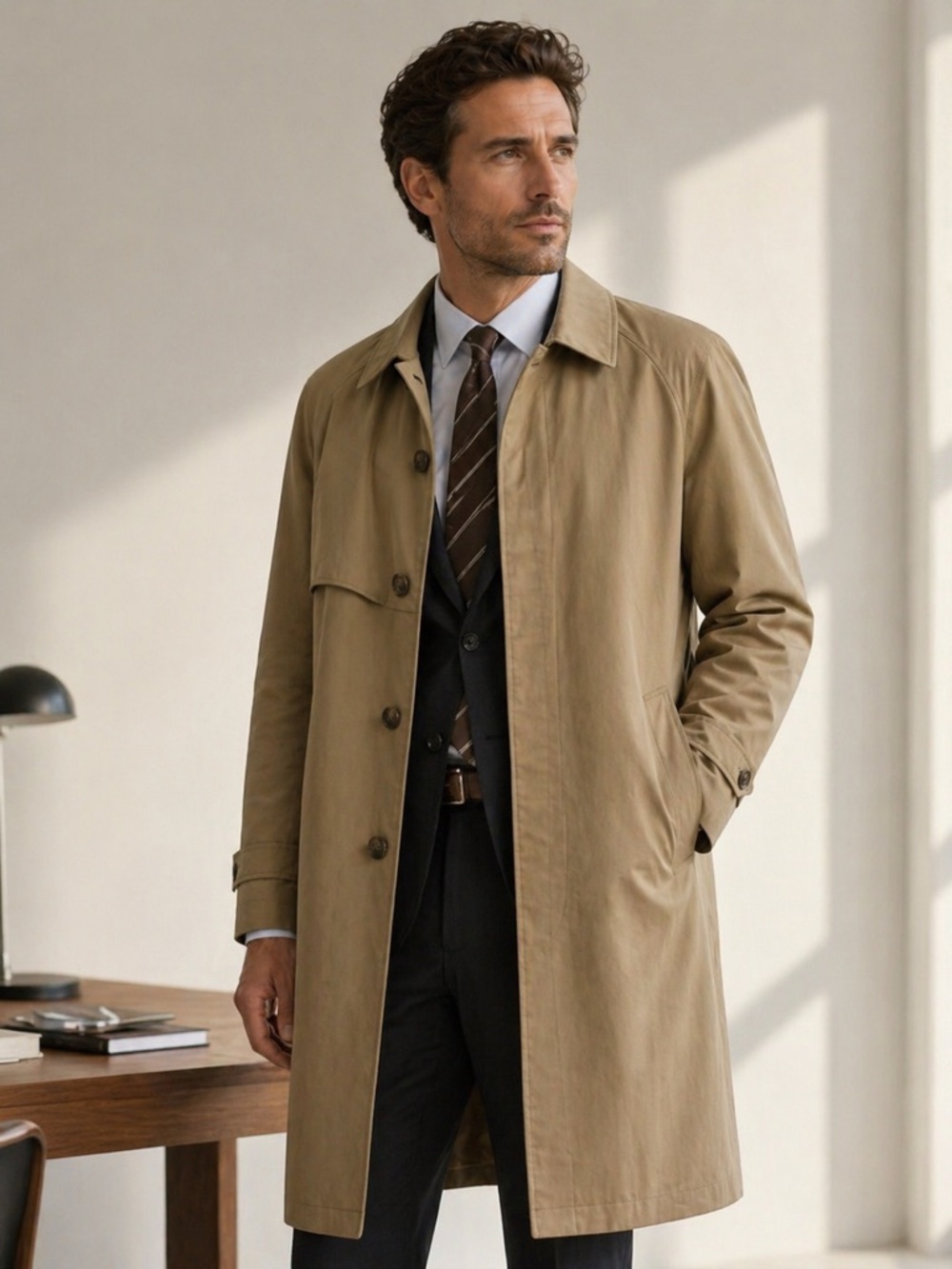 Christian Dior Monsieur Vintage Tan Belted Trench Coat Size 40R